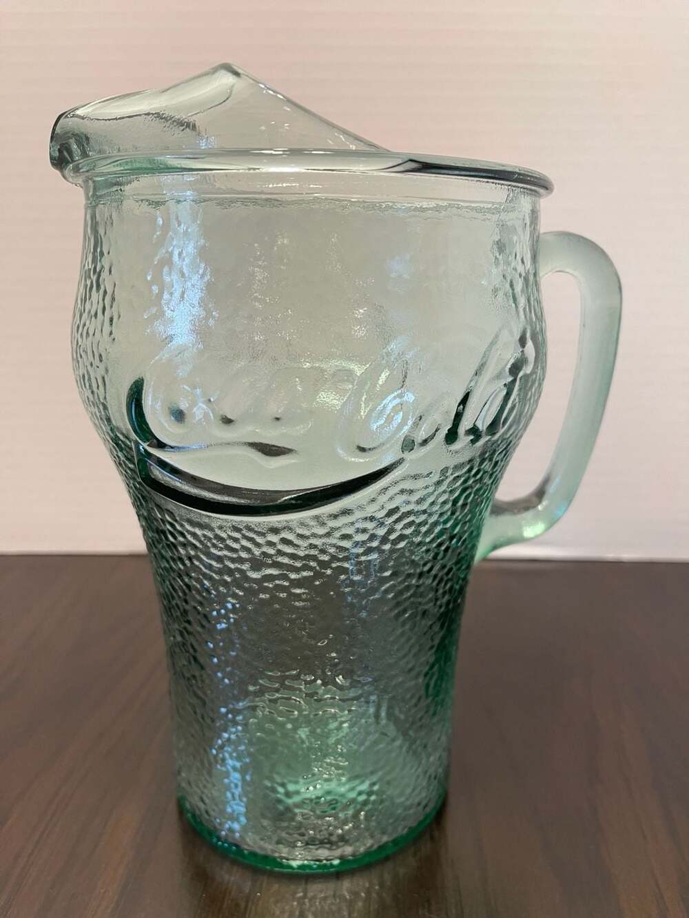Coca-Cola Green Pebbled Glass Pitcher 64 Oz